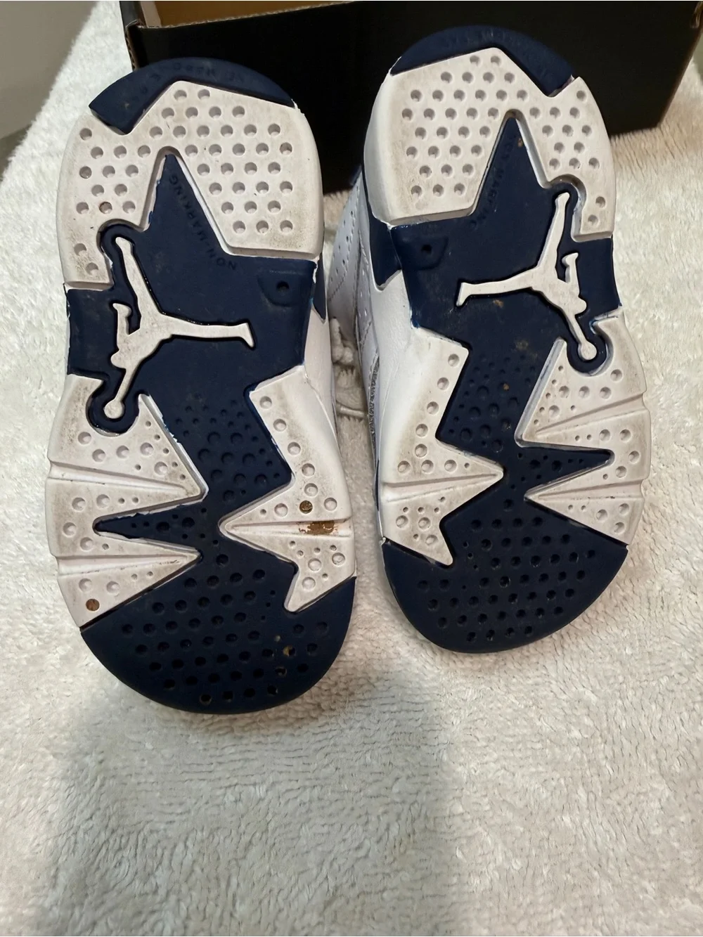 Nike Kids White and Navy Jordan Basketball Sneakers